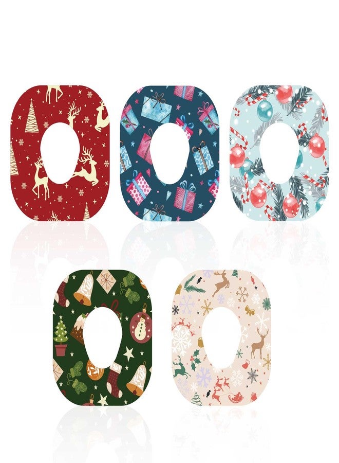 XIHIRCD 25pcs Adhesive Over Patches for Dexcom G7, Christmas Waterproof CGM Sensor Cover Tapes, Non-Woven Fabric Reindeer Christmas Tree Sensor Sticker, Blood Sugar Monitor Overpatches for Dexcom Accessories - Image 1